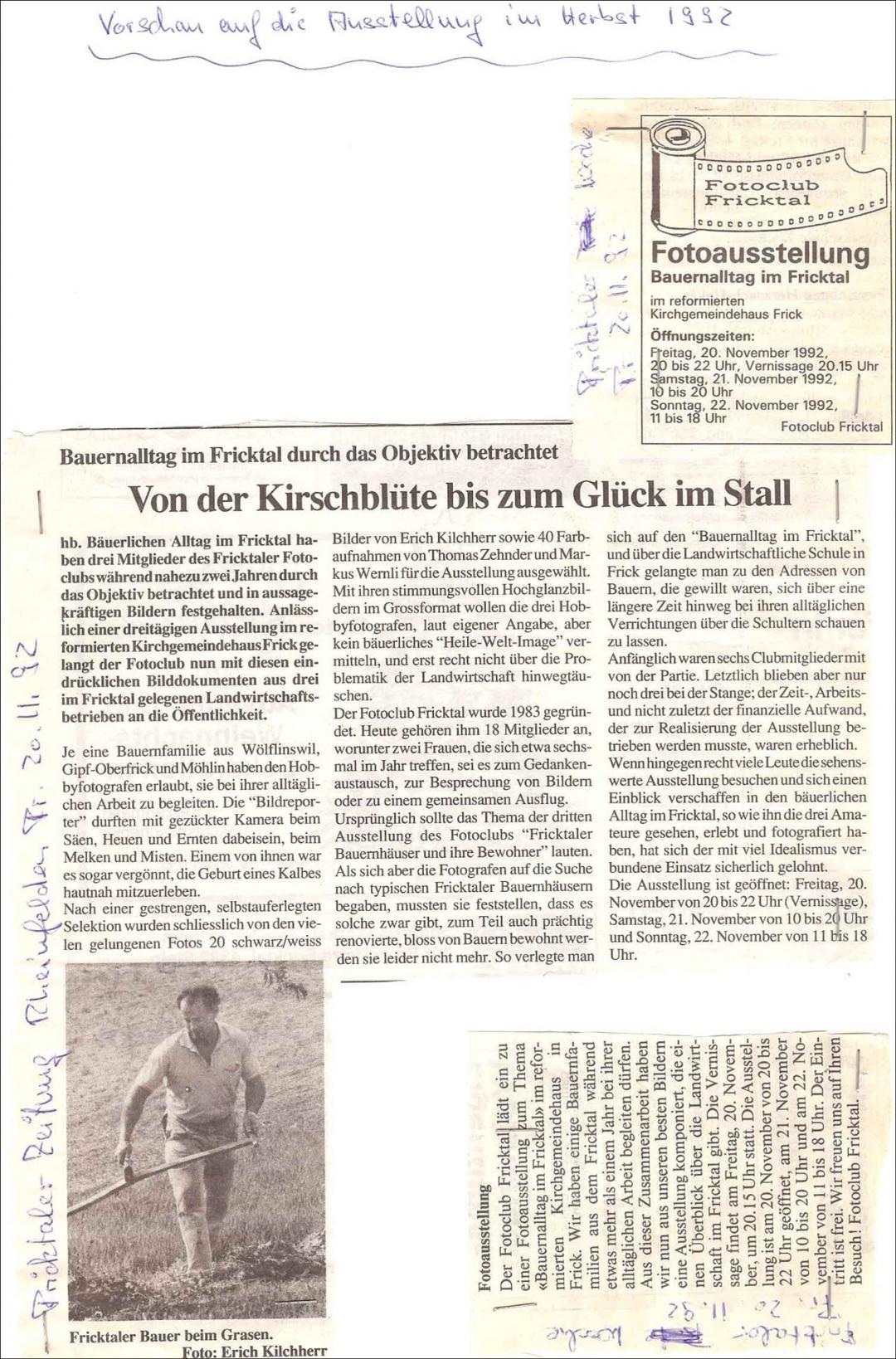 Zeitungsberichte über die ersten Ausstellungen